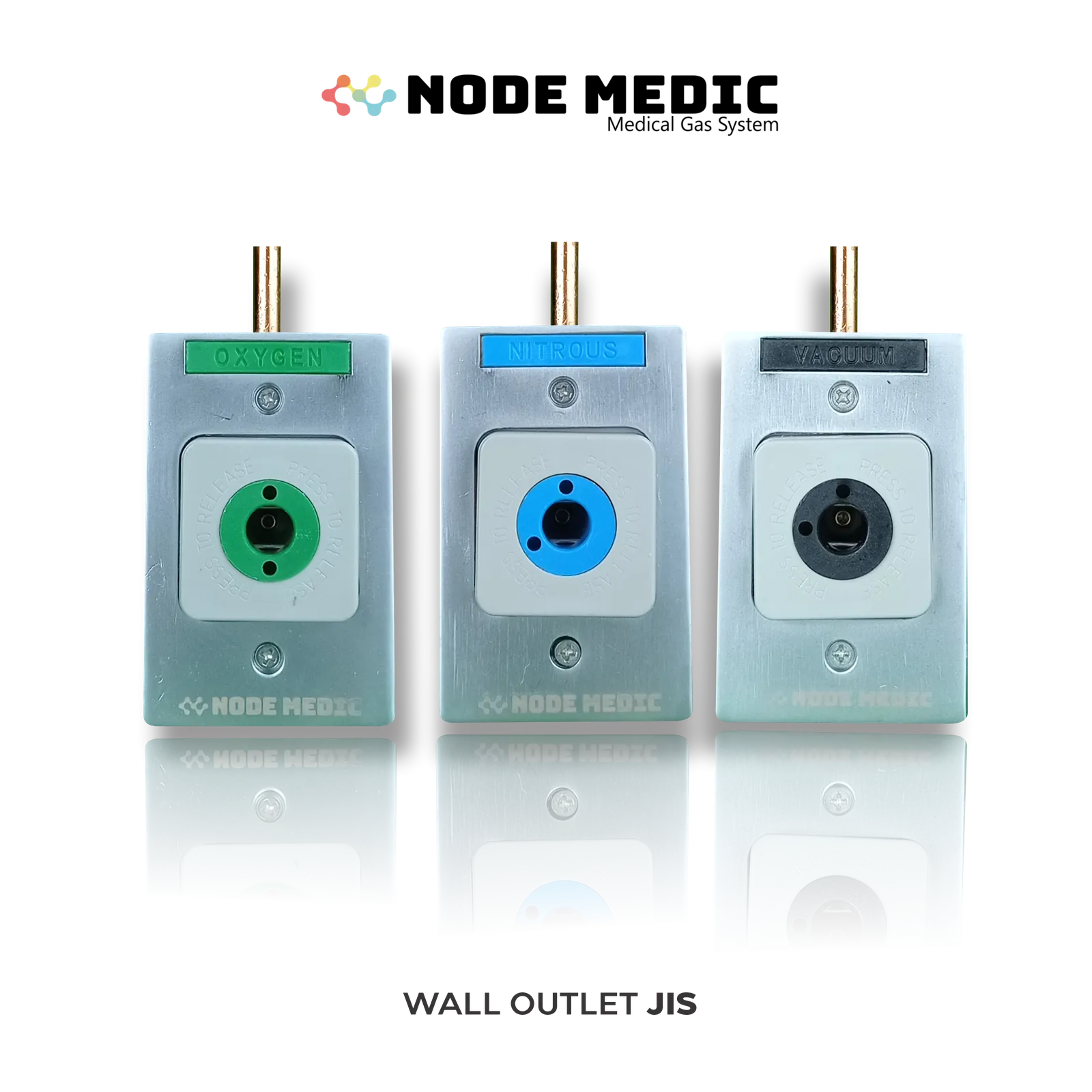 Wall outlet gas medis standar JIS dengan adaptor berbentuk pentil