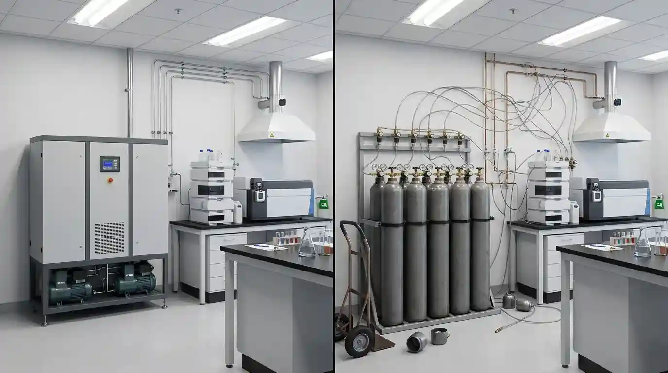 Perbandingan antara gaslab generator dan tabung