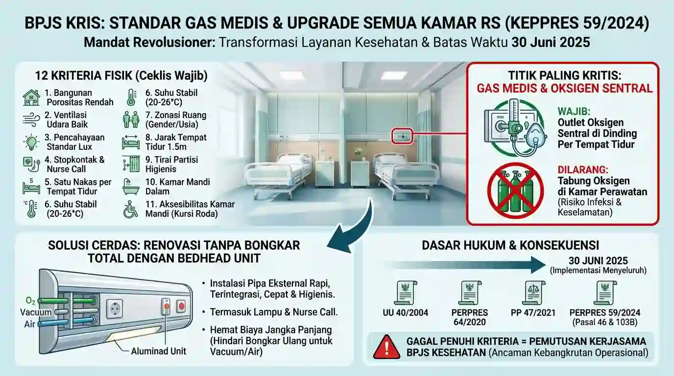 visualisasi standar kamar inap sesuai regulasi KRIS BPJS