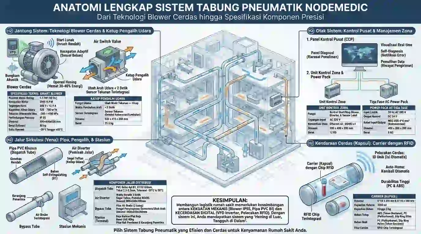 visualisasi sistem pneumatic rumah sakit hemat listrik