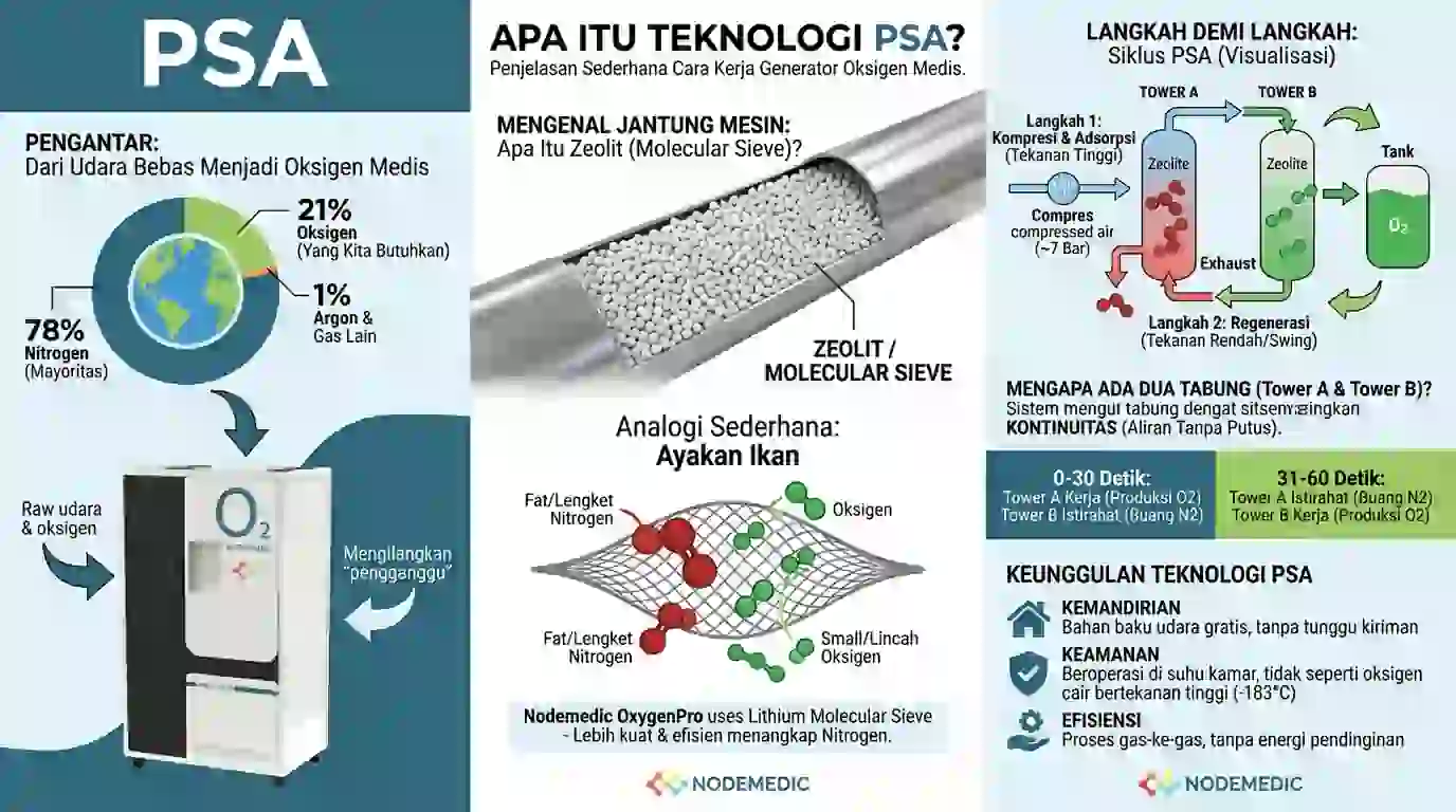 mengetaui teknologi PSA yang ada pada generator oksigen nodemedic
